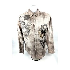 Helix Large Long Sleeve Button Front Graphic Shirt
